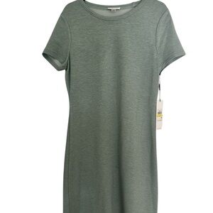 Calvin Klein Short-Sleeve Shift Midi Dress - Sage Green